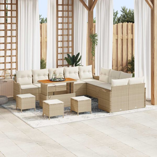 vidaXL Tuin Sofa Set 14 pcs Beige poly rattan