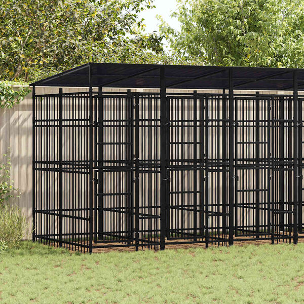 vidaXL Hondenkennel met dak 11,06 m&sup2; staal