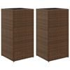 vidaXL Plantenbakken 2 st 40x40x80 cm poly rattan bruin