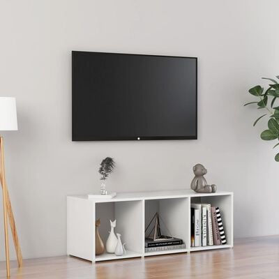 vidaXL Tv-meubel 107x35x37 cm spaanplaat hoogglans wit