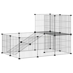 vidaXL Huisdierenkooi met deur 20 panelen 35x35 cm staal zwart