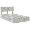 vidaXL Opslag bed met hoofdeinde Beton Grijs 135 x 190 cm Bewerkt hout