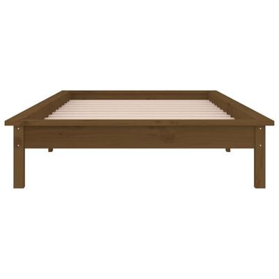 vidaXL Bedframe LED massief hout honingbruin 100x200 cm