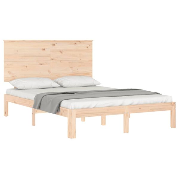 vidaXL Bedframe met hoofdbord massief hout