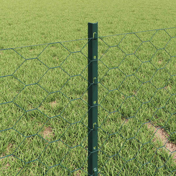 vidaXL Hek met Paal Groen 0,4 x 25 m Staal