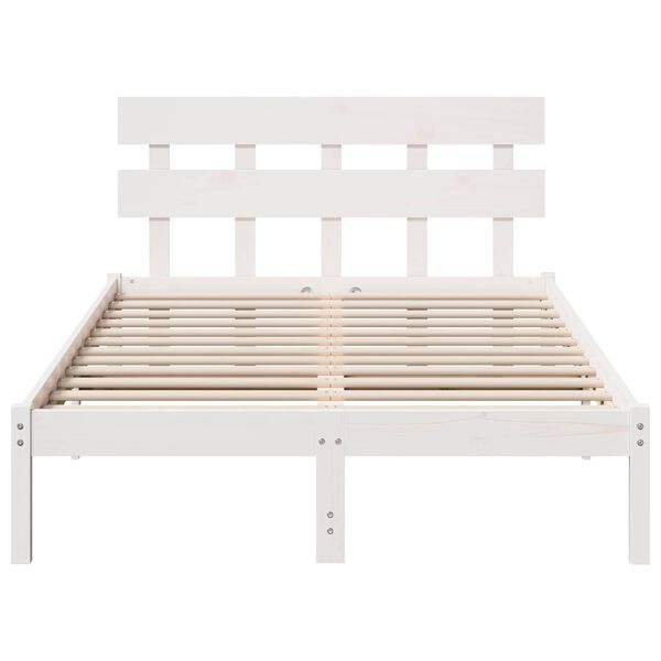 vidaXL Bedframe met hoofdeinde Wit 120 x 200 cm Massief grenenhout