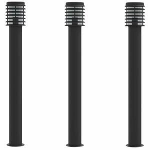 vidaXL Vloerlamp voor buiten 3 st 110 cm roestvrijstaal zwart