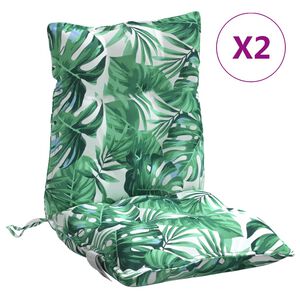 vidaXL Stoelkussens 2 st lage rug bladpatroon oxford stof