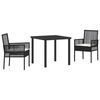 vidaXL Tuin eettafelset met kussen 3 pcs Beige poly rattan
