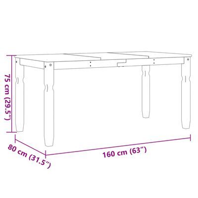 vidaXL Eettafel Corona 160x80x75 cm massief grenenhout