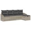 vidaXL Bankstel met kussen met opslag 5 pcs Lichtgrijs poly rattan