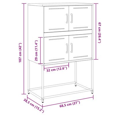 vidaXL Dressoir 68,5x38,5x107 cm staal roze