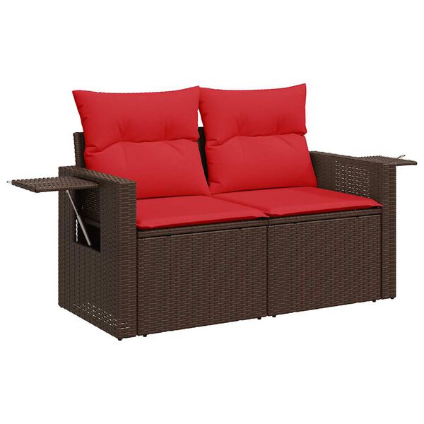 vidaXL 5-delige Loungeset met kussens poly rattan bruin