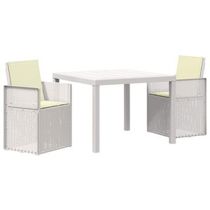vidaXL Tuin eettafelset 3 st Wit en cr&egrave;mekleurig PP