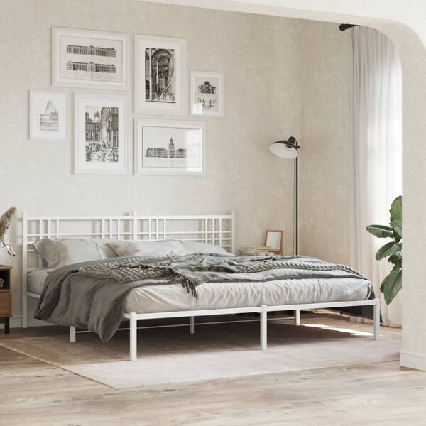 vidaXL Bedframe met hoofdbord metaal wit 200x200 cm