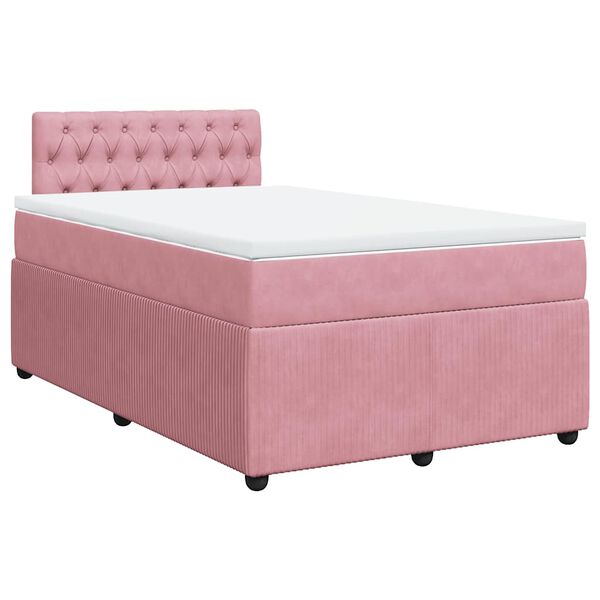 vidaXL Boxspring met matras fluweel roze 120x190 cm