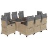 vidaXL 9-delige Tuinset met kussens poly rattan gemengd beige