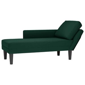 vidaXL Chaise longue met kussen&rechterarmleuning fluweel donkergroen