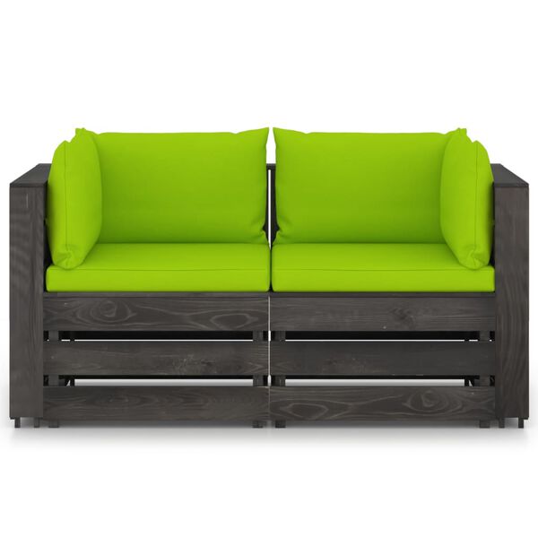 vidaXL Tuinbank 2-zits met kussens grijs ge&iuml;mpregneerd hout