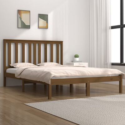 vidaXL Bedframe massief grenenhout honingbruin 140x200 cm