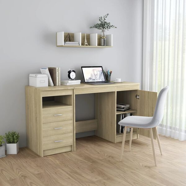 vidaXL Bureau 140x50x76 cm bewerkt hout sonoma eikenkleurig