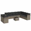 vidaXL 11-delige Loungeset met kussens poly rattan grijs