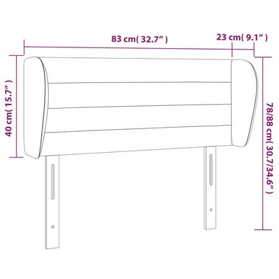 vidaXL Hoofdbord met randen 83x23x78/88 cm stof taupe