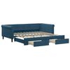 vidaXL Slaapbank met onderschuifbed en lades 100x200 cm fluweel blauw
