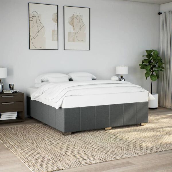 vidaXL Bedframe zonder matras stof donkergrijs 180x200 cm