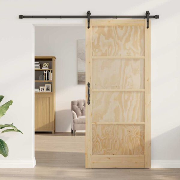 vidaXL Schuifdeur ORKDAL Natuurlijk en Zwart 93 x 211 cm