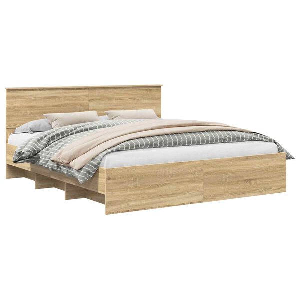 vidaXL Bedframe met hoofdeinde Sonoma Eiken 180 x 200 cm Bewerkt hout