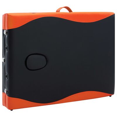 vidaXL Massagetafel inklapbaar 3 zones aluminium zwart en oranje