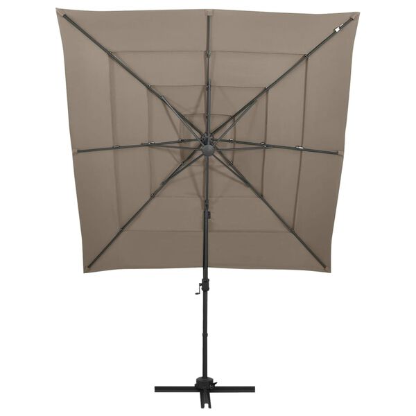 vidaXL Parasol 4-laags met aluminium paal 250x250 cm taupe