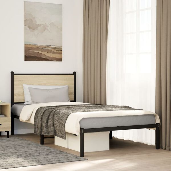 vidaXL Bedframe zonder matras metaal sonoma eikenkleurig 100x190 cm