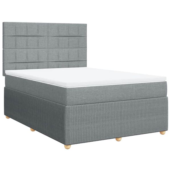 vidaXL Boxspring met matras stof lichtgrijs 160x200 cm