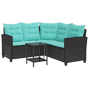 vidaXL Tuinbank 2 st 5-Aantal zitplaatsen Zwart en Turquoise Poly riet