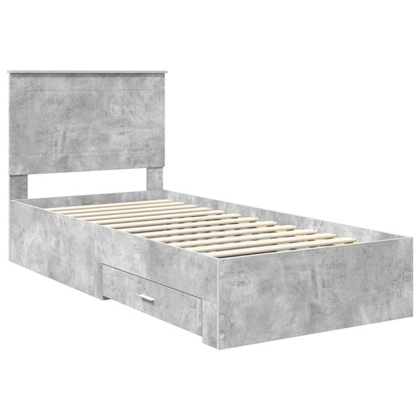 vidaXL Bedframe met hoofdeinde Beton Grijs 90 x 200 cm Bewerkt hout