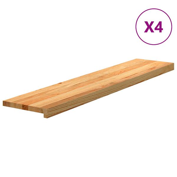 vidaXL Traptreden 4 st 120x30x2 cm massief eikenhout lichtbruin