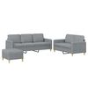 vidaXL 3-delige Loungeset met kussens stof lichtgrijs
