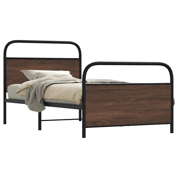 vidaXL Bedframe zonder matras bewerkt hout bruin eikenkleur 107x203 cm