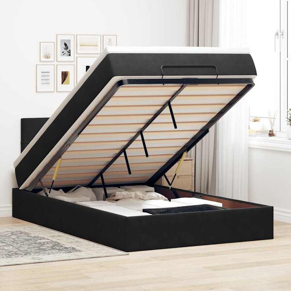 vidaXL Ottoman bed met matras en LED's 120x200cm fluweel zwart