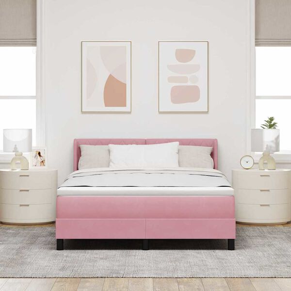 vidaXL Boxspringbed met matras Roze 200 x 140 cm Fluweel