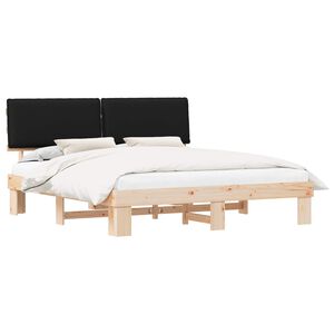 vidaXL Bedframe met Gevoerd Hoofdgedeelte Zwart 200 x 200 cm