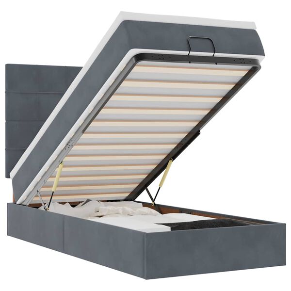 vidaXL Ottoman bed met matrassen 80x200cm fluweel donkergrijs