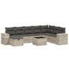vidaXL 9-delige Loungeset met kussens poly rattan lichtgrijs