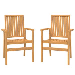 vidaXL Tuinstoelen stapelbaar 2 st 56,5x57,5x91 cm massief teakhout