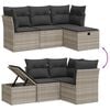 vidaXL 4-delige Loungeset met kussens poly rattan lichtgrijs