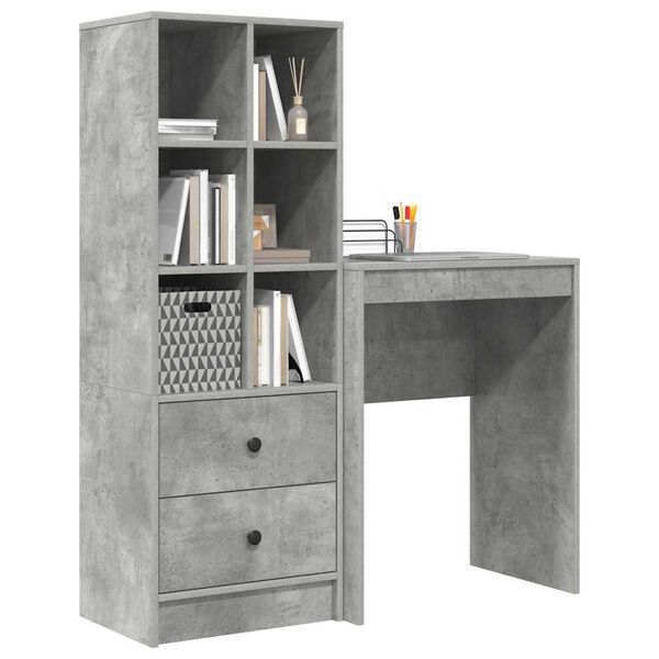 vidaXL Bureau met lade 2 pcs Beton Grijs