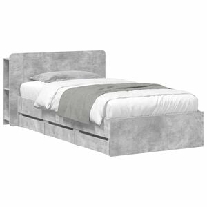 vidaXL Bedframe met opslag Betongrijs 75 x 190 cm Bewerkt hout