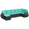 vidaXL 7-delige Loungeset met kussens poly rattan zwart